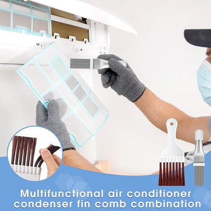 Boao 3 Pcs Ac Coil Cleaner Brush Fin Comb Double Sided Refrigerator Air Conditioner Evaporator Condenser Coil Stainless Steel Mini Split Brush Cleaning Kit HVAC Straightener for Ac Unit