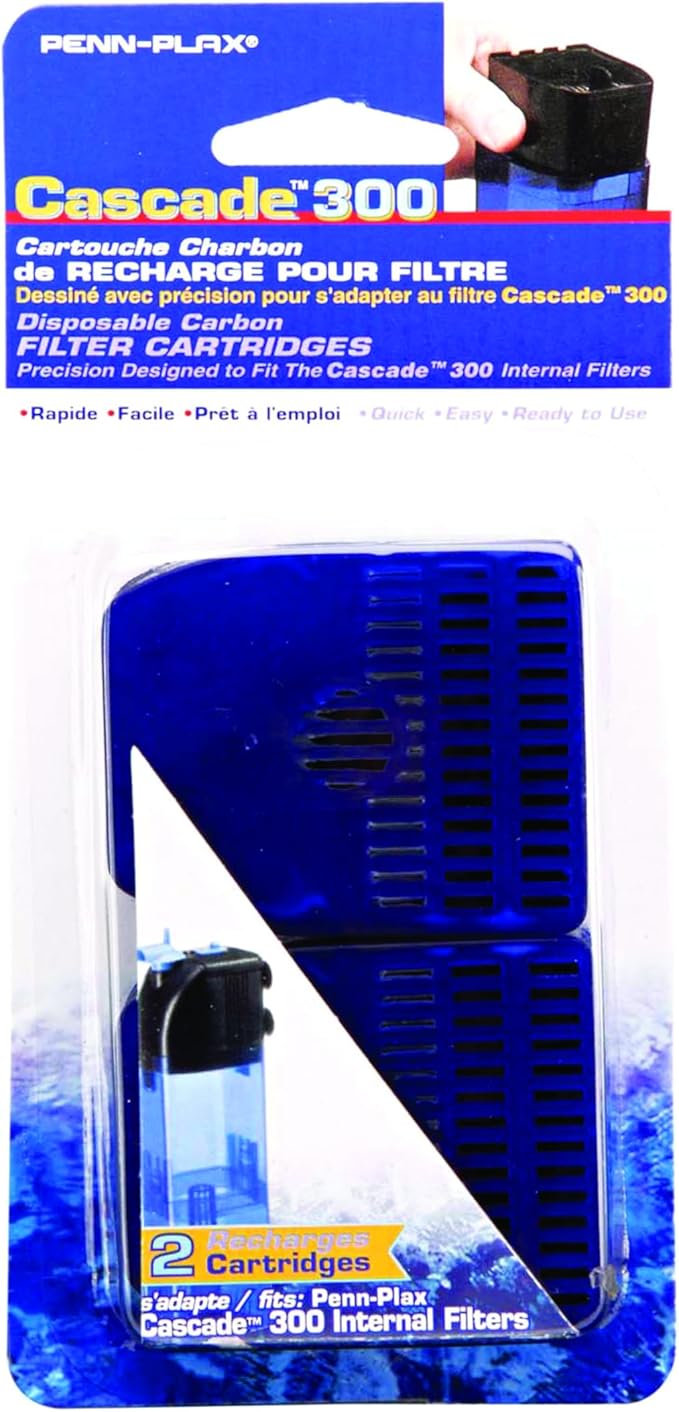 Penn-Plax Cascade 300 Filter Replacement Media (2 Pack) – Offers Chemical Filtration for Freshwater and Saltwater Aquariums