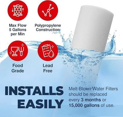 American Made, 5 Micron 10 x 2.5 Sediment Filter - Whole House Water Filter Replacement Compatible with Well Water Filters - P5, AP110, WHKF-GD05, Made in USA, 2-Pack