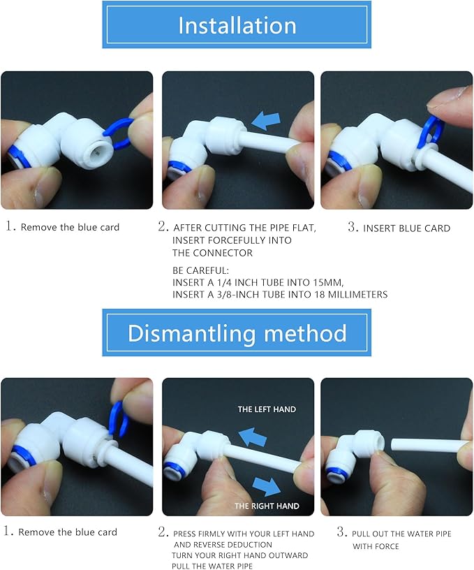 5 Pack 1/4 Inch Quick Connect Fittings - Combo of 90 Degree Elbow & Straight Push-In Adapters, Compatible with Reverse Osmosis (RO) Systems, Water Filter Purifiers, Under Sink Plumbing