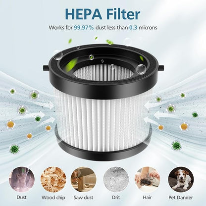 DCV501HB DCV5011H HEPA Vacuum Filter Compatible with DEWALT DCV501HB 20V Vacuum Cordless Handheld Vacuum, 4 Packs Vacuum Filter with 8 Foam Sleeve Filters & 1 Brush