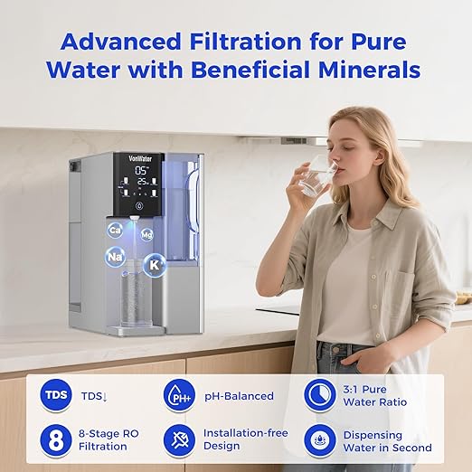 CT910G Alkaline Mineral Countertop Reverse Osmosis Water Filter - 2 Filters (1 RO + 1 Remineralization pH+ RO) for 4-Year Lifespan, 8-Stage Filtration, NSF 372,42,58, Reduce TDS PFAS, Bundle