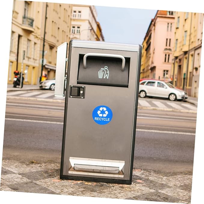 8pcs Trash Sorting Decals Self-Adhesive Waste Container Stickers for Recycling Labels for Easy Waste Classification Black Blue