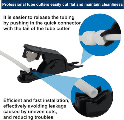 Refrigerator Water Line Kit Connection and 1/4 Compression Ice Maker Installation Kit,1/4" OD Tubing with Quick Connect for Fridge IceMaker RO Systems Water Filter Faucet,+Feed Water Adapetr 32.8ft