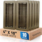 4" x 10" Floor Register Vent Covers 10-Pack, Walkable Powder-Coated Metal Vent Covers with Adjustable Airflow, Curved Safe Edges for Floor/Wall, Brown