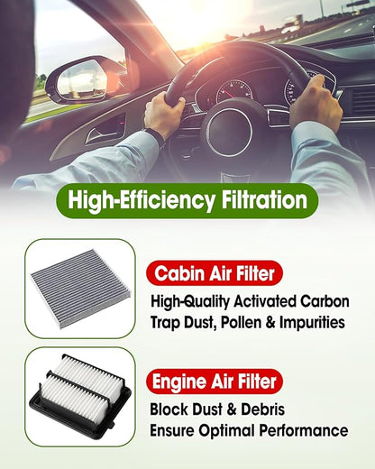 Cabin Air Filter Replace CF10134 & Engine Air Filter Replace CA11399 Compatible with Honda Accord L4 2.0L Hybrid 2014-2015 2017-2022