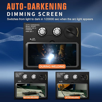 TRQWH Welding Lens - Solar Auto Darkening Welding Helmet Lens True Color Technology with 2 Arc Sensor Ajustable Shade Range 4/9-13 Automatic LCD Lens Dimming Shade Filter 4.33x3.54in Auto Welding Lens