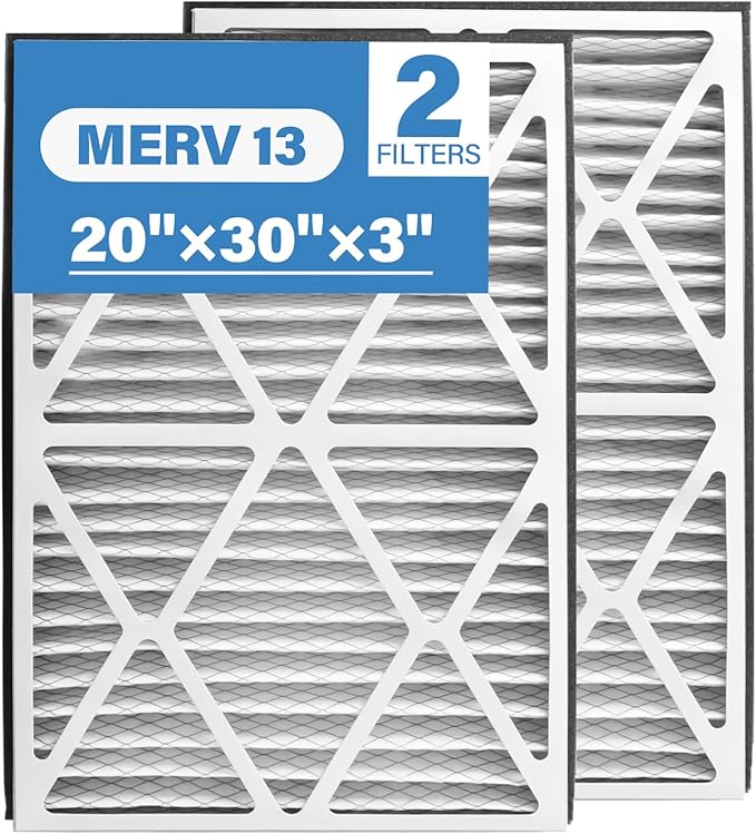 20x30x3 MERV 13 Pleated Air Filter, 2 Pack, Compatible with Zephyr VGF Series 20x30x3 Whole Home Return Air Grille Filter, Actual Size 18-3/8 28-3/8 3"