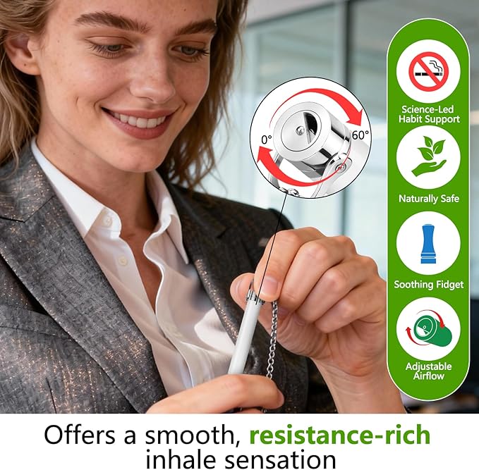 ASTOFLI Anti Smoking Breathing Necklace - Adjustable Quit Anxiety Necklaces for Women Stop Smoking Breathe Free with Filter Flavored Breathing Necklace with Resistance Smokeless Fidget Relief Whistle