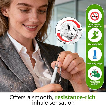 ASTOFLI Anti Smoking Breathing Necklace - Adjustable Quit Anxiety Necklaces for Women Stop Smoking Breathe Free with Filter Flavored Breathing Necklace with Resistance Smokeless Fidget Relief Whistle