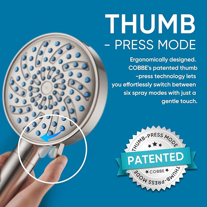 Cobbe Filtered Shower Head with Handheld, High Pressure 7-mode Showerhead with Filters for Hard Water - Remove Chlorine - Reduces Dry Itchy Skin, Patented Paddle Shift Design, Brushed Nickel
