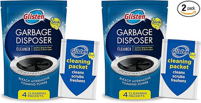 Glisten Garbage Disposer Cleaner and Freshener, Sink Disposal Odor Eliminator with Foaming Action, Lemon Scent, Made in the USA, (Pack of 2)