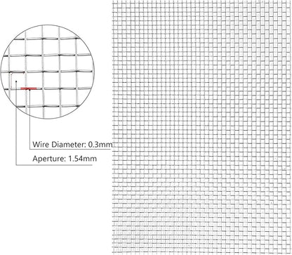 Stainless Steel Woven Wire Mesh Stainless Steel Woven Wire Mesh 14 Mesh Rodent Control Cage Net Garden Insect Screen Corrosion-Resistant Filter - 1.54mm Hole