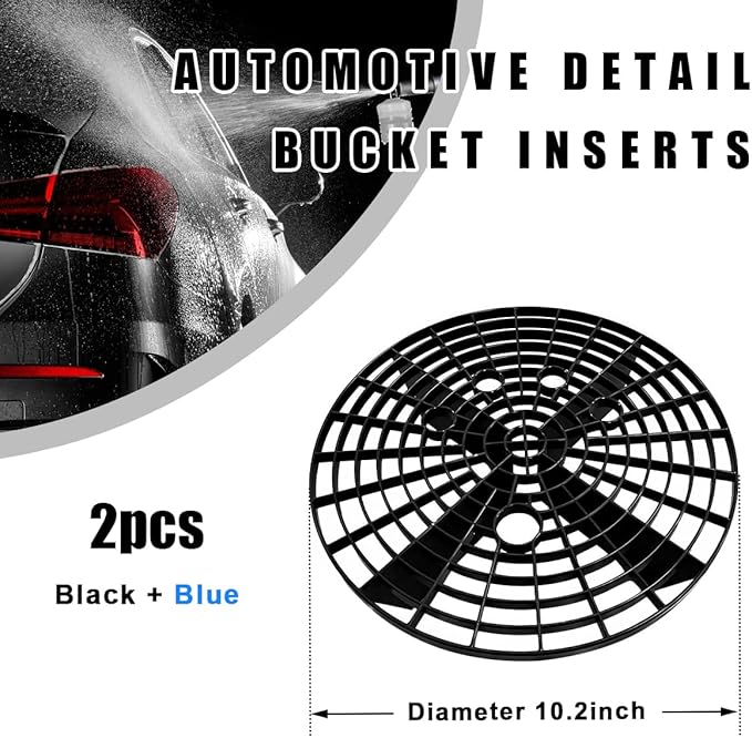 2 PCS Car Wash Bucket Insert, Dirt Guard Bucket Insert Helps Remove Dirt Debris Washing Kit, Detail Grit Trap Filter Cleaning Tool Fits 3-5 Gallon Bucket, Car Accessories (Black+Blue)