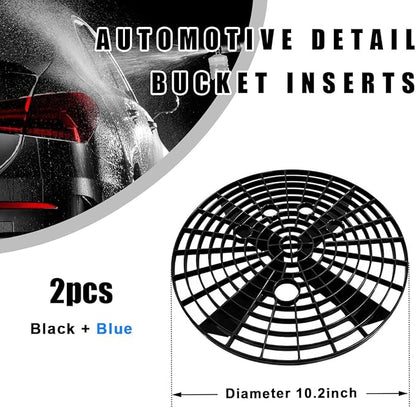 2 PCS Car Wash Bucket Insert, Dirt Guard Bucket Insert Helps Remove Dirt Debris Washing Kit, Detail Grit Trap Filter Cleaning Tool Fits 3-5 Gallon Bucket, Car Accessories (Black+Blue)