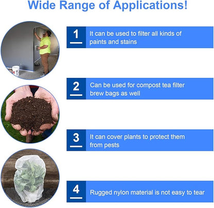 Boao 30 Pieces 1 Gallon Paint Strainer Bags Elastic Opening Strainer Bags White Fine Mesh Filters Bag for Bucket Paint Gardening
