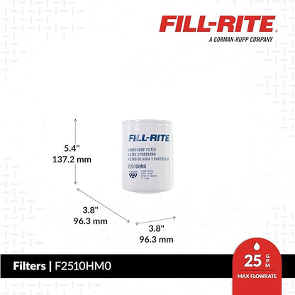 Fill-Rite F2510HM0 10-Micron Water Detecting Fuel Filter – 25 GPM Diesel, Gasoline, B20 Biodiesel & E15 Ethanol Compatible