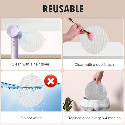 4 Pack Replacement Filters Compatible with MelodySusie HPro/SProR Nail Dust Collector, Home or Nail Salons Use Reusable Refill Filters for Nail Dust Vacuum Machine