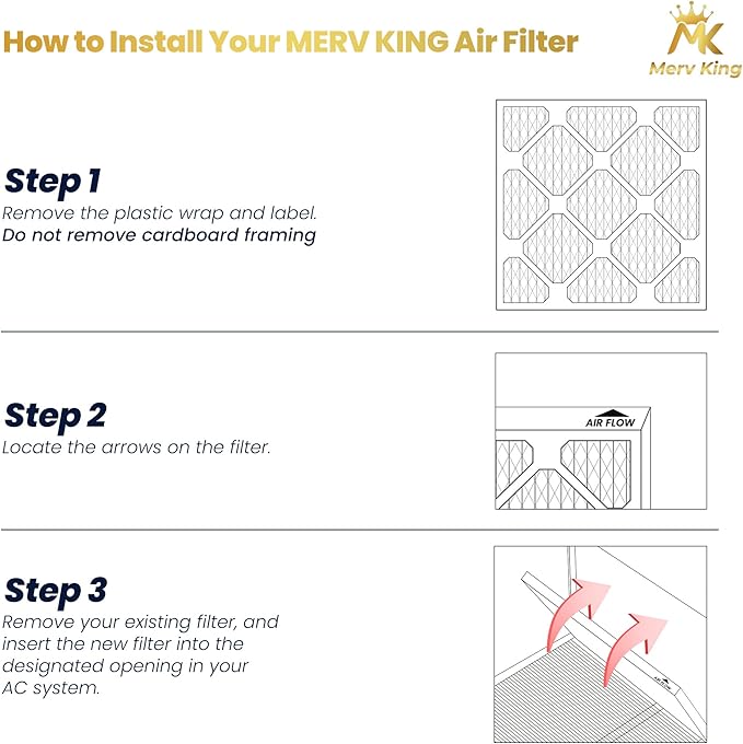 MervKing 16x20x5 Air Filter Actual Size: 15.88" x 19.88" x 4.38" MERV 8 MPR 600-700 | MADE IN USA | 1-Pack | Pleated HVAC AC Furnace Replacement