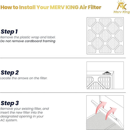 MervKing 16x20x5 Air Filter Actual Size: 15.88" x 19.88" x 4.38" MERV 8 MPR 600-700 | MADE IN USA | 1-Pack | Pleated HVAC AC Furnace Replacement