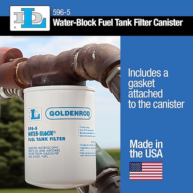 Dutton-Lainson Company - GOLDENROD Water Absorbing Fuel Filter Replacement Canister - 10 Micron Particle Removal for Gasoline, Diesel, Ethanol, and Biodiesel - Compatible with Water-Block Models 596