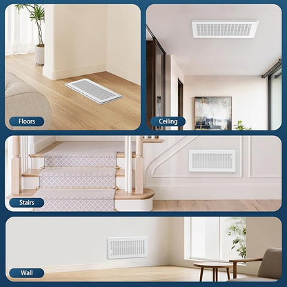 Magnetic Vent Covers with Vent Screen 7x13 Inch, White Mesh Vent Covers for Floor, Wall, Ceiling Air Vents to Block Dust, Pet Hair, Fits Standard HVAC Floor Registers in Home, RV, 3 Pack