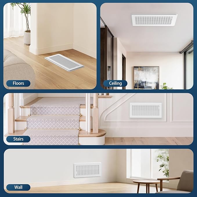 Magnetic Vent Covers with Vent Screen 5.1x13 Inch, White Mesh Vent Covers for Floor, Wall, Ceiling Air Vents to Block Dust, Pet Hair, Fits Standard HVAC Floor Registers in Home, RV, 3 Pack