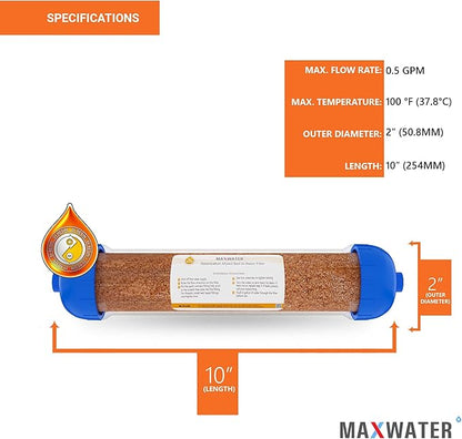 Max Water Mixed Bed Ion Exchange RODI Aquarium Filter Resin Replacement Cartridge, Compatible with 10" Reverse Osmosis Water Filtration System