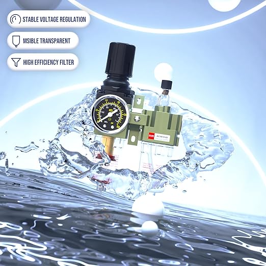 AC2010-02 Pneumatic Air Compressor Water Separator Regulator Filter Compressed for Accessories Parts Pressure with Gauge 1/4 Manual Filter+US