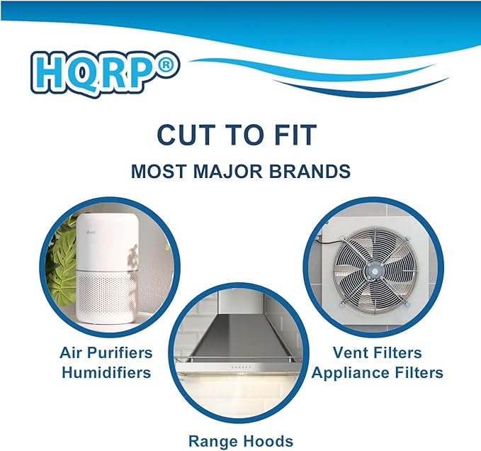HQRP 2x Activated Carbon Filter Pad Cut To Fit Air Filter Roll for Improved Filtration - Universal Carbon Sheet for Air Purifier, Furnace, AC, Range Hood, 3D Printer, and Odor/VOC Control