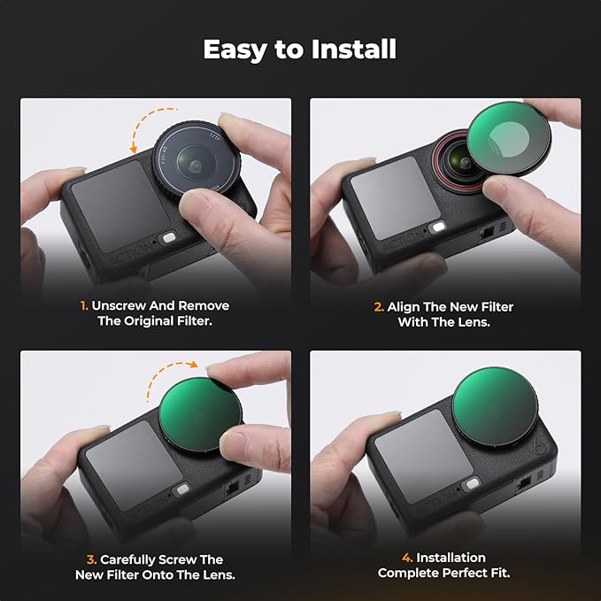 K&F CONCEPT Screw On Fit CPL Filter for DJI Osmo Action 6, Circular Polarizers Filters, Top Optical Glass with Multi-Coated Anti-Glare Reduce Reflections Action Camera Accessories
