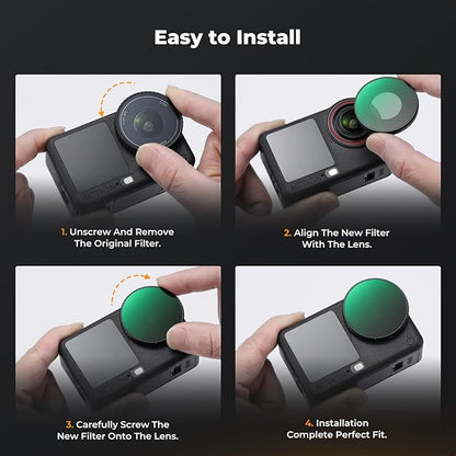 K&F CONCEPT Screw On Fit CPL Filter for DJI Osmo Action 6, Circular Polarizers Filters, Top Optical Glass with Multi-Coated Anti-Glare Reduce Reflections Action Camera Accessories