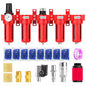 TAILONZ PNEUMATIC 0-150PSI 1/2 Inch NPT Red Industrial Grade 5 Stage Air Drying System, Particulate Filter, Coalescing Filter, Double Desiccant Dryer and Air Regulator (Manual Drainage)