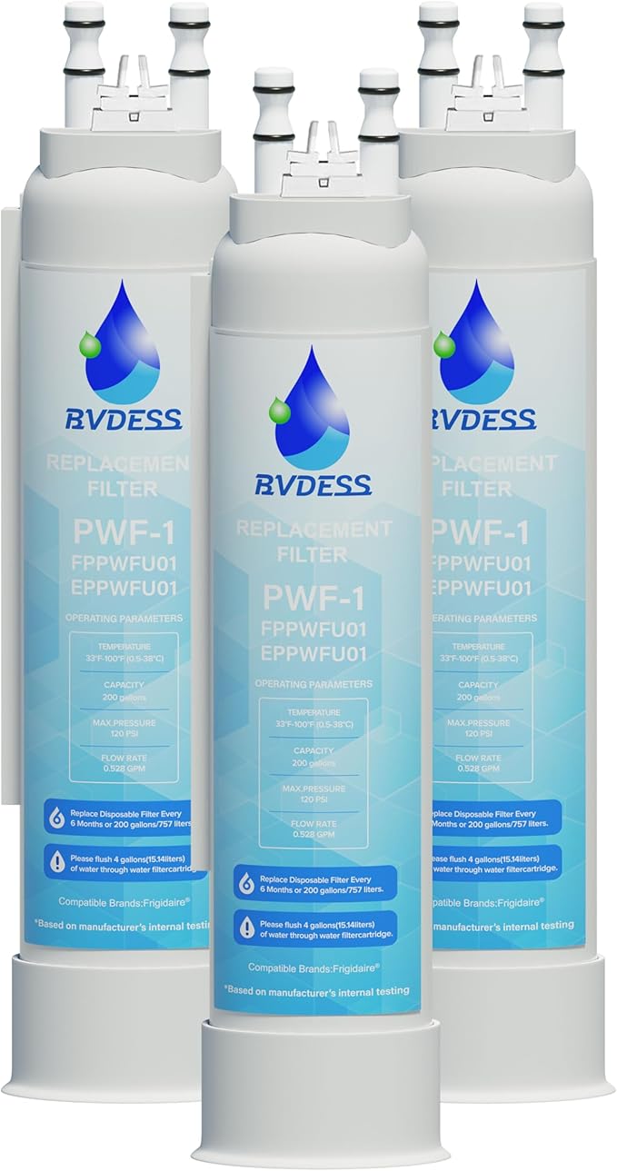 FPPWFU01 Water Filter Replacement, Compatible With Electrolux EPPWFU01 PureAdvantage PWF-1, Frigidaire FPPWFU01 PurePour PWF-1, 3 Pack
