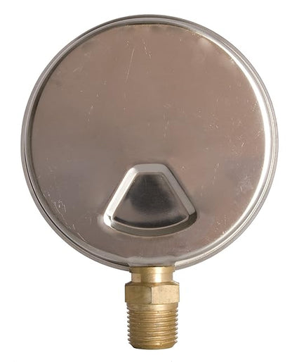 4" Oil Filled Pressure Gauge - Stainless Steel Case, Brass, 1/2" NPT, Lower Mount Connection, 0-4,000PSI