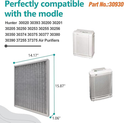2-Pack 30930 Replacement Air Filters Compatible with Hunter HEPAtech 30020, 30200, 30201, 30205, 30250, 30253, 30255, 30256, 30350, 30374, 30375, 30377, 30380, 30390, 30393, 37255, 37375