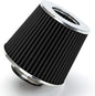 BLACK 2.5" 63.5 mm Inlet Cold Air Cone Replacement Performance Washable Clamp-On Dry Air Filter