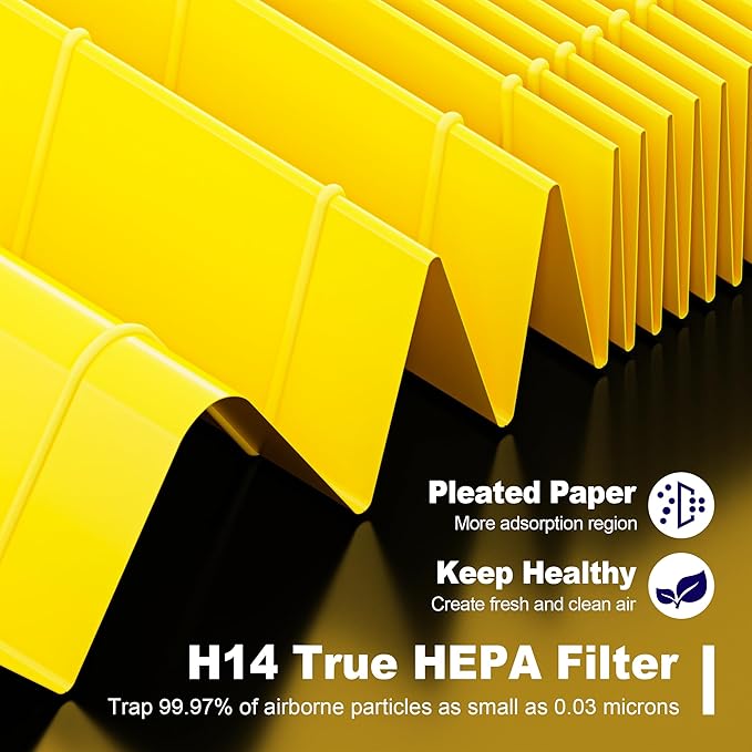 240 True HEPA 14 Pet Allergy Replacement Filter Compatible with Puroair 240, 3-in-1 True HEPA Filter Replacement, Grade True HP-14 with Activated Carbon Filter, 4 Pack, Yellow