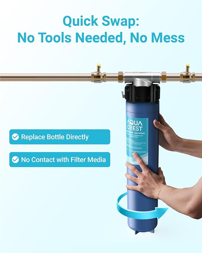 AQUA CREST W03AS Whole House Water Filter, Replacement for Aqua-Pure® AP917HD-S, Compatible with 3M® Aqua-Pure® AP904 System, Reduces Chlorine Taste and Odor, Inhibits Scale, 100000 Gallons, 1 Pack