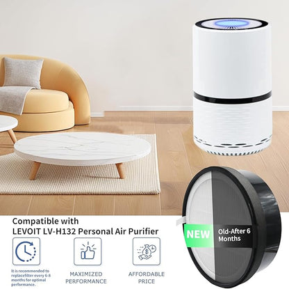 2 Pack LV-H132 Replacement Filter Compatible with LEVOIT LV-H132 and LV-H132-RF Air Purifier, High-Efficiency 3-in-1 True H13 HEPA Activated Carbon Filter