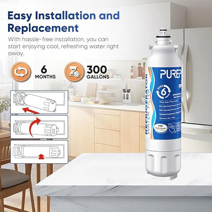 PUREPLUS LT800P NSF/ANSI 53&42 Certified Replacement for LG ADQ73613401, Kenmore 469490, 9490, ADQ73613402, ADQ736134, LSXS26326S LMXC23746S, LT120F, Refrigerator Water and Air Filter Combo, 2Pack