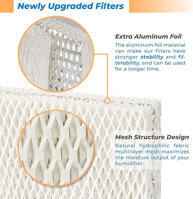 ANTOBLE 4 Pack WF813 Humidifier Filter Replacement for ReliOn RCM-832 RCM-832N, ProCare PCWF813 PCWF-813 PCCM-840 PCCM-832N, Equate EQWF813 EQ 2119-UL Cool Mist Humidifier Filters