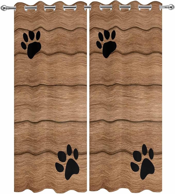 Wood Grain Outdoor Curtains for Patio Claws Animals Wooden Vintage Waterproof Outside Curtains with Grommet Top Weatherproof Curtain for Cabana Pergola Gazebo, 2 Pack, 54" W x 84" L
