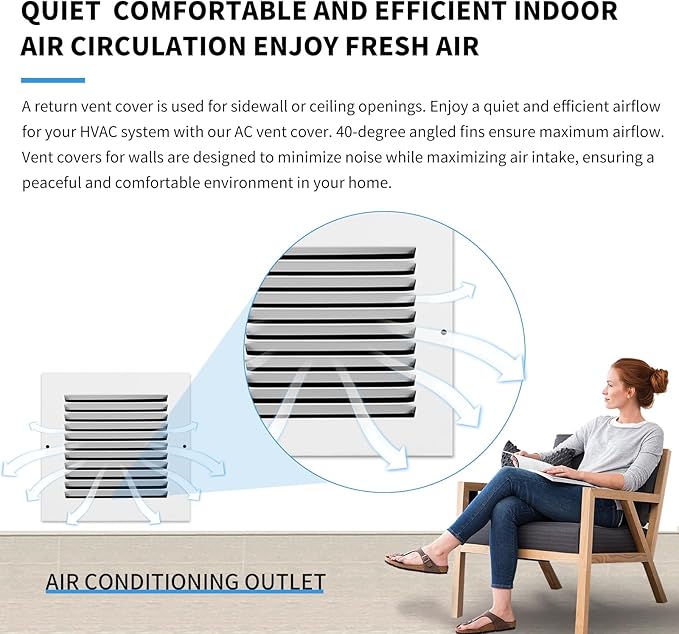 6x6 Vent Cover(Duct Opening Size),Air Return Vent Cover,Flat Vent Cover,Rejillas De Aire Acondicionado para Casa,Return Air Grilles,Outer Dimensions:7.75"Wx7.75"H(6"W x 6"H, Duct Opening)