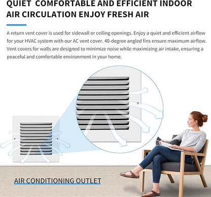 6x6 Vent Cover(Duct Opening Size),Air Return Vent Cover,Flat Vent Cover,Rejillas De Aire Acondicionado para Casa,Return Air Grilles,Outer Dimensions:7.75"Wx7.75"H(6"W x 6"H, Duct Opening)