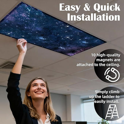 Fluorescent Light Covers - Classroom Covers for Ceiling Lights, 1 PCS 4 x 2 Feet Magnetic Light Filters, Classroom, Office Decor (Starry Sky)