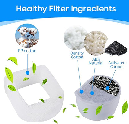 Cat Fountain Filter - Pre-Sponge & Carbon Filters Fit for Petsafe & Drinkwell Fountain - 4+4 Pack