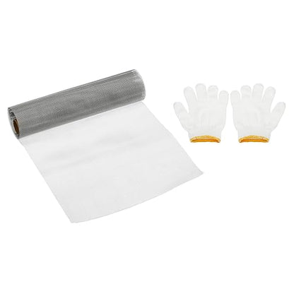 PATIKIL 40" L x 16" W Woven Wire Mesh, 26 Mesh 304 Stainless Steel Air Vent Filter Screen with Gloves for Window Security Vent Cover Filtration Animals Fence