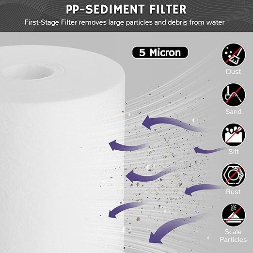 Airthereal Whole House Water Filter Housing, 20" x 4.5" Sediment Carbon Cartridge Universal Housing, Pre-Filtration System for Well and City Water with 1" NPT Port and Include 1-Pack PP Filter