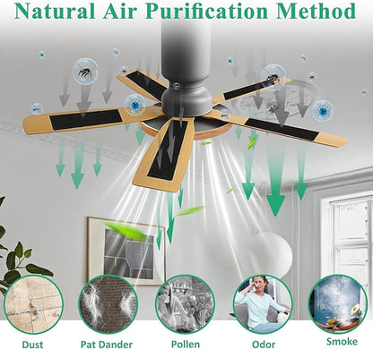 40 Pcs Ceiling Fan Filters for Blades, Fan Air Purifier Pads with Activated Coconut Shell Carbon, Universal Easy Stick Ceiling Fans Filter Fit for Common Household Office Contaminants